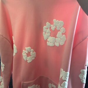 Pink Sweatshirt with White Floral Accents